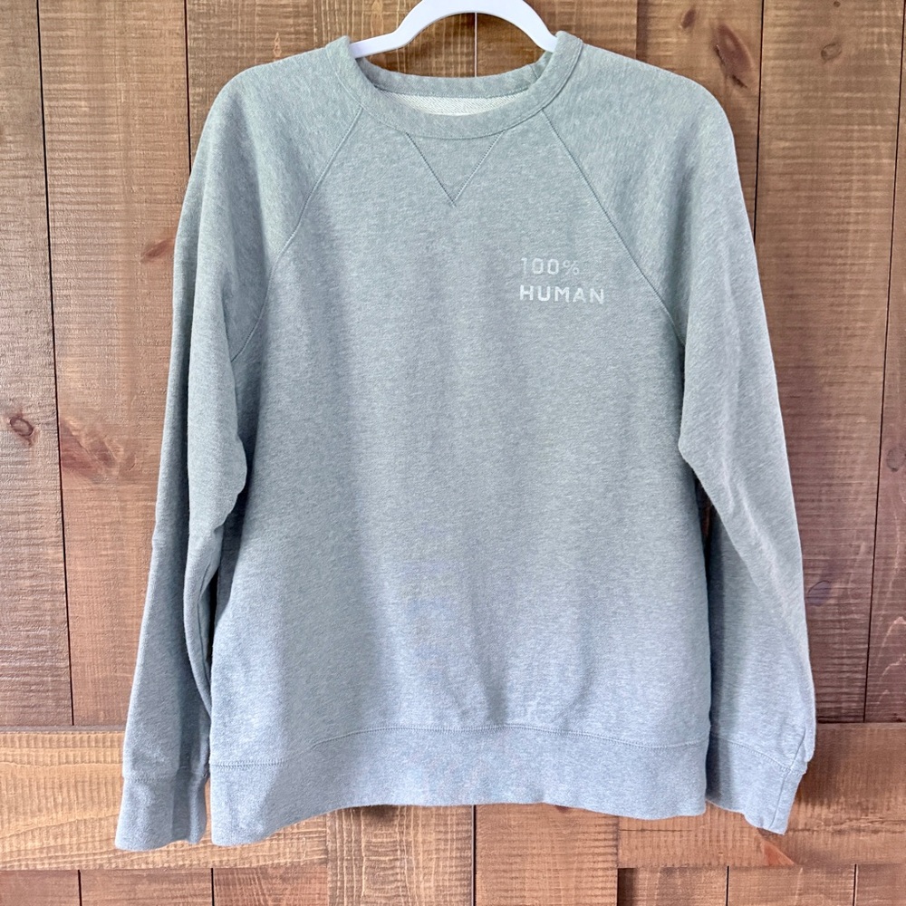 Everlane Grey Crewneck Sweatshirt with "100% HUMAN" Chest Print